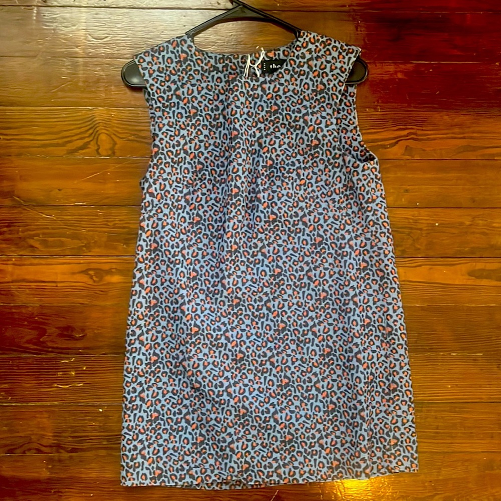 Blue cheetah print mini shirt dress